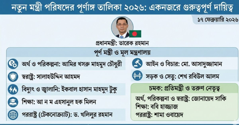 বাংলাদেশের বর্তমান মন্ত্রিসভার তালিকা ২০২৬
